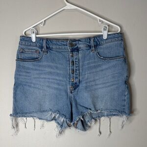 Good American Light Blue Distressed Jean Shorts Buttons